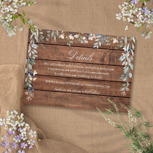 Carte D'accompagnement Rustic Wood Fleurs sauvages Floral Détails du Mari