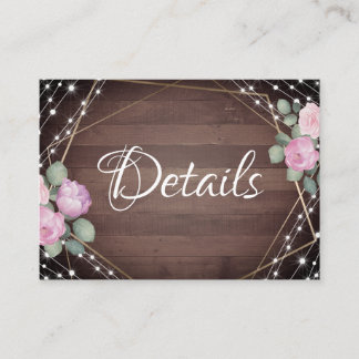 Carte D'accompagnement Rustic  Wood , Floral Wedding Details 