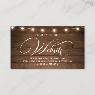 Carte D'accompagnement Rustic Wood String Light Mariage Détails du site W