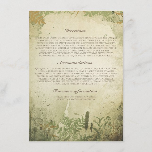 Carte D'accompagnement Rustic Woodland Information / Détails du Mariage (Devant)