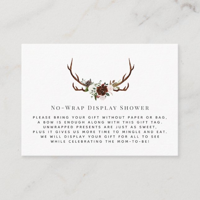 Carte D'accompagnement Rustique Antler | Afficher l'invite de douche Inse (Devant)