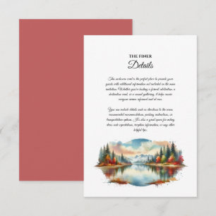 Carte D'accompagnement Rustique Autumn Lakeside Mariage forestier