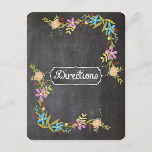 Carte D'accompagnement Rustique bleu Floral Garland Chalkboard Mariage