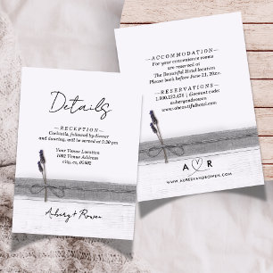 Carte D'accompagnement Rustique Boho Burlap Wood Lavender Détails du Mari