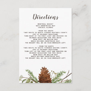 Carte D'accompagnement Rustique Branches de Fir Pine Cone Détails du Mari