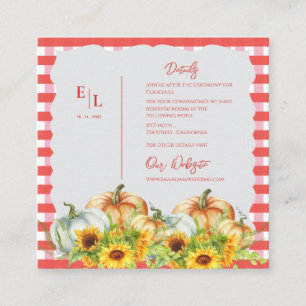 Carte D'accompagnement Rustique Citrouille Floral Détails du Mariage de a