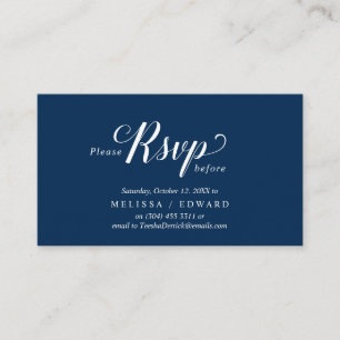Carte D'accompagnement Rustique élégant, Bleu de marine, réponse RSVP, Ré
