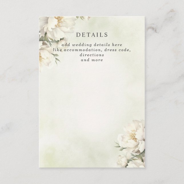 Carte D'accompagnement Rustique Elégant Verdure Blanc Floral Mariage (Devant)