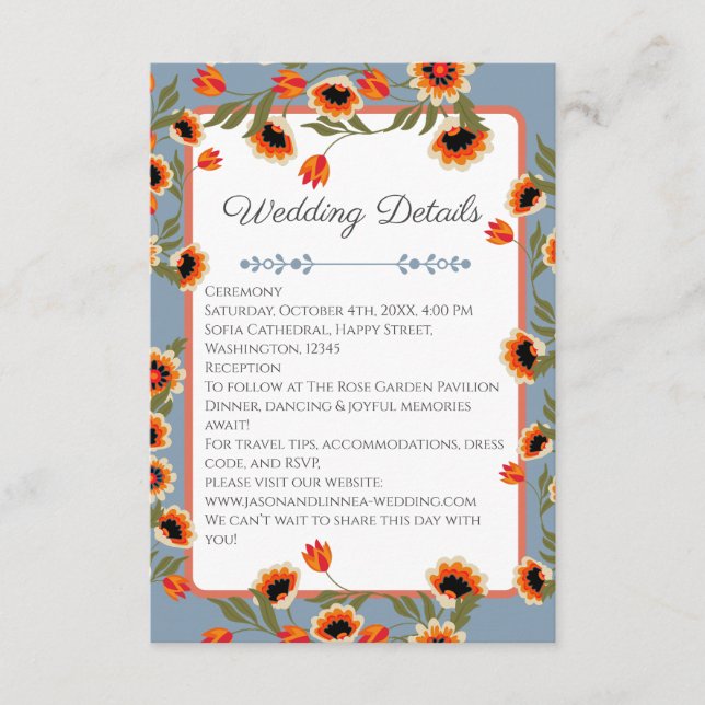 Carte D'accompagnement Rustique Floral Scandinave Mariage inspiré Folk (Devant)
