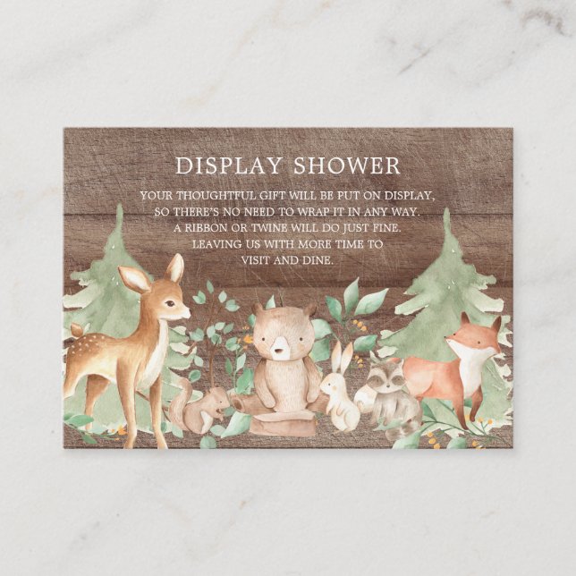 Carte D'accompagnement Rustique Forêt Boisée Animaux Cadeau Affichage Dou (Devant)