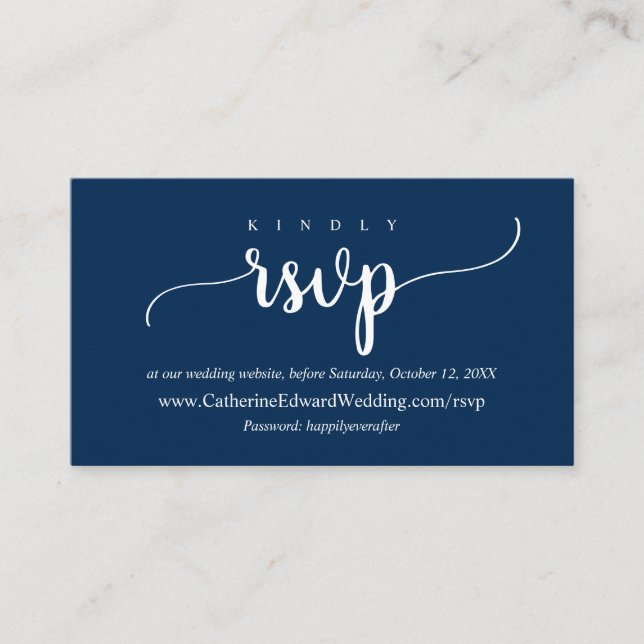 Carte D'accompagnement Rustique moderne, bleu marine, site RSVP en ligne  (Devant)