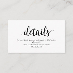 Carte D'accompagnement Rustique moderne, noir, détails Mariages, RSVP
