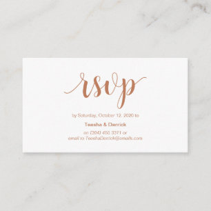 Carte D'accompagnement Rustique moderne, Script en cuivre, en ligne RSVP