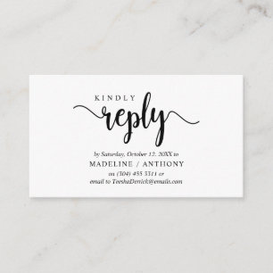 Carte D'accompagnement Rustique moderne, Script noir, réponse RSVP