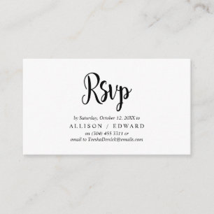 Carte D'accompagnement Rustique moderne, Script noir, réponse RSVP