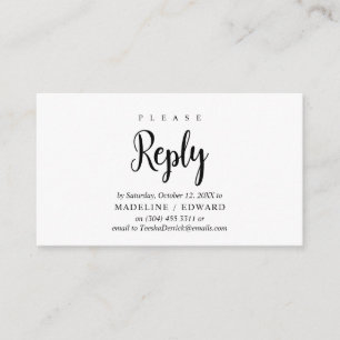 Carte D'accompagnement Rustique moderne, Script noir, réponse RSVP