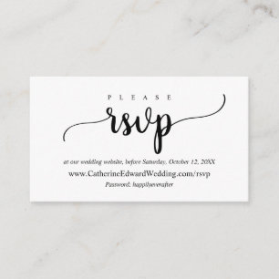 Carte D'accompagnement Rustique moderne, Script noir, site RSVP en ligne