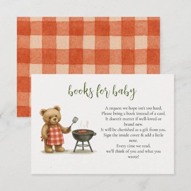 Carte D'accompagnement Rustique Nous pouvons Bearly BBQ Baby shower Deman (Devant / Derrière)