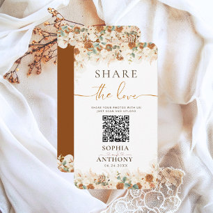 Carte D'accompagnement Rustique Pampas QR Code Mariage de partage de phot