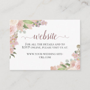 Carte D'accompagnement Rustique rose aquarelle Rose site Mariage