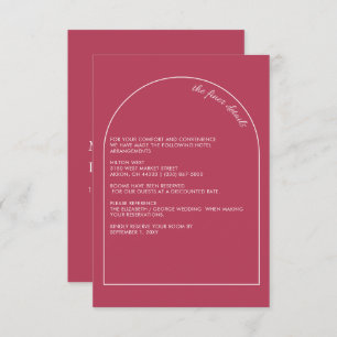 Carte D'accompagnement Rustique Simple Moderne Arc Magenta Mariage