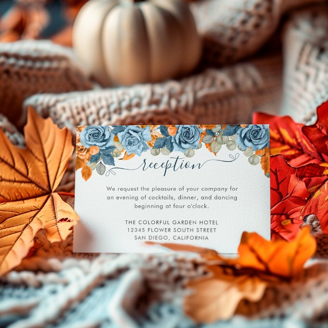 Carte D'accompagnement Rustique Terracotta Marine Bleu Réception Mariage  (Créateur téléchargé)