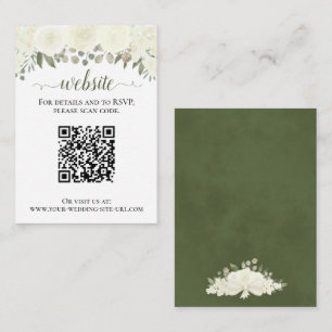Carte D'accompagnement Rustique White Roses Site Mariage QR Code