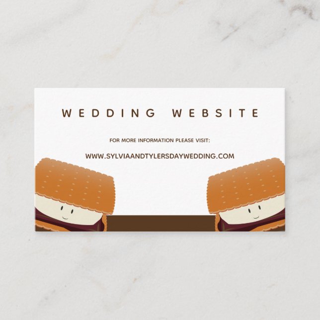 Carte D'accompagnement S’more Illustration Brown White Mariage Website (Devant)