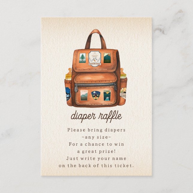 Carte D'accompagnement Sac à dos + Bouteilles Baby shower Déchets Raffle (Devant)
