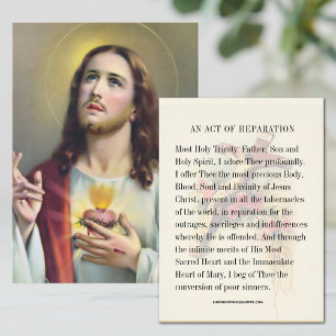 Carte D'accompagnement Sacré Coeur Jésus Prière catholique de réparation