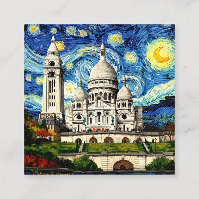 Carte D'accompagnement Sacre-Coeur Paris France Nuit étoilée (Dos)