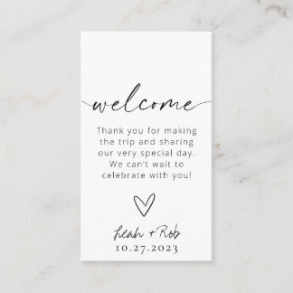 Carte D'accompagnement Sacs de bienvenue minimalistes pour Mariage noir e