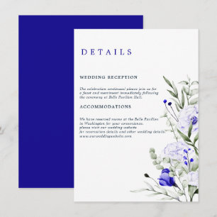 Carte D'accompagnement Sade Of Royal Blue Ivory Floral Détails du Mariage