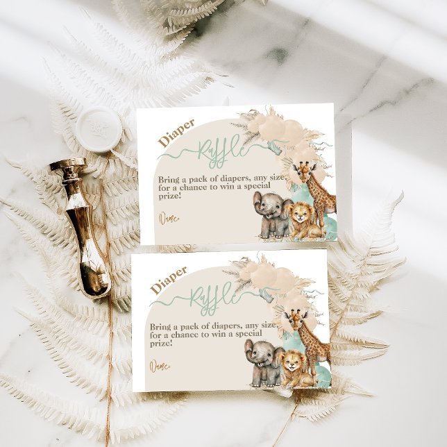 Carte D'accompagnement Safari animal Boho Oh Boy Baby shower couche (Créateur téléchargé)
