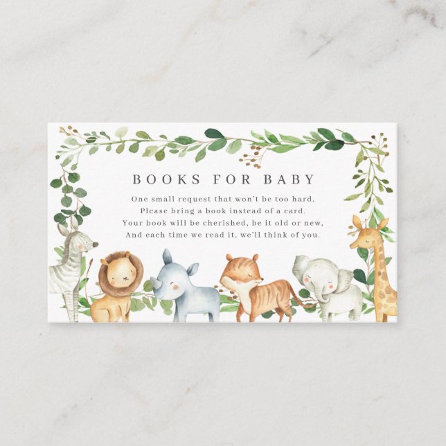 Carte D'accompagnement Safari Animals Baby Shower Books For Baby (Devant)