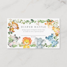 Safari Animals Baby Shower Diaper Raffle Ticket