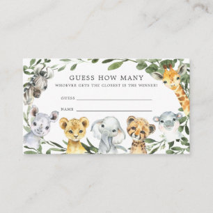Carte D'accompagnement Safari Animaux Baby showers Devinez Combien de car
