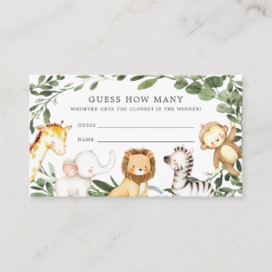 Carte D'accompagnement Safari Animaux Baby showers Devinez Combien de car