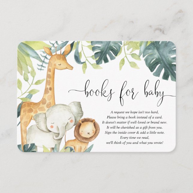 Carte D'accompagnement Safari animaux livres neutres pour bébé (Devant)