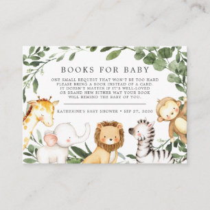 Carte D'accompagnement Safari Animaux Livres Pour Baby Baby shower Card