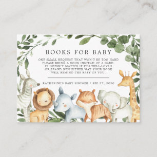 Carte D'accompagnement Safari Animaux Livres Pour Baby Baby shower Card