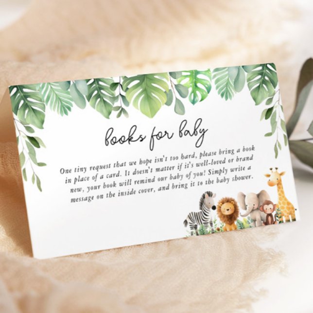 Carte D'accompagnement Safari Animaux Livres Pour Bébé (Safari Baby Shower Books for Baby Enclosure Card)