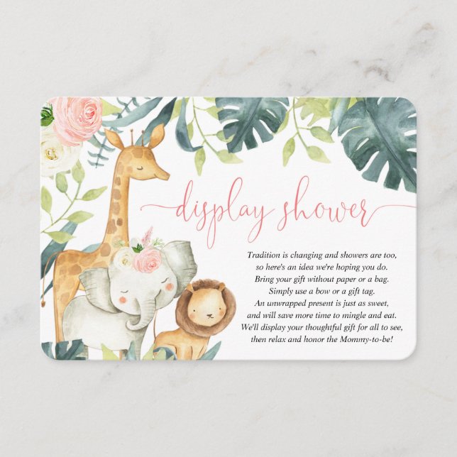 Carte D'accompagnement Safari animaux verdure rose écran douche (Devant)