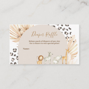 Carte D'accompagnement Safari Boho Animaux Aquarelle Déchets Raffle