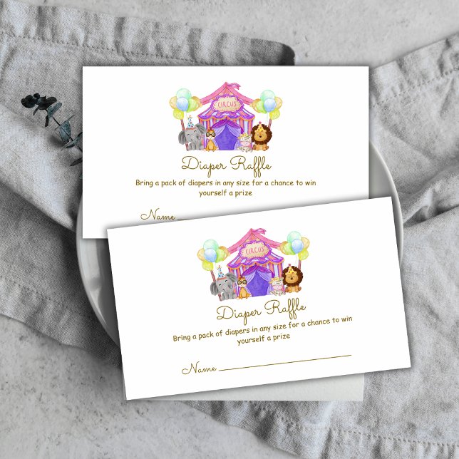 Carte D'accompagnement Safari Circus Balloon Baby shower Raffe (Safari Circus Balloon Diaper Raffe Baby Shower Enclosure Card)