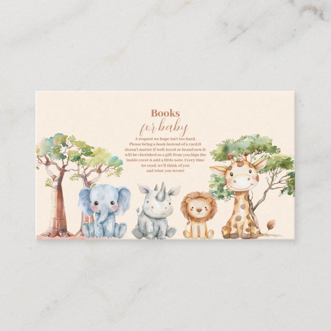Carte D'accompagnement Safari de la Jungle tropicale Animaux Livres pour  (Devant)