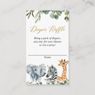 Carte D'accompagnement Safari diaper tombola jungle zoo animaux aquarelle