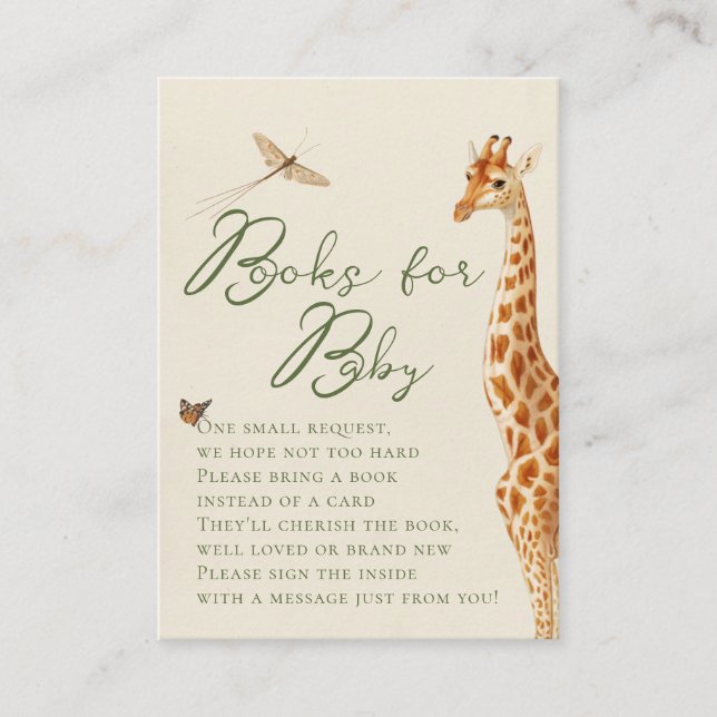 Carte D'accompagnement Safari Genre Neutral Giraffe Livres pour bébé (Devant)