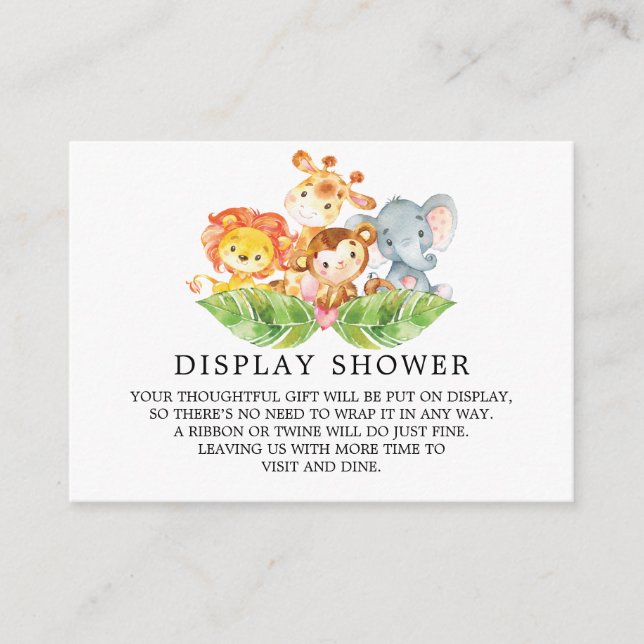 Carte D'accompagnement Safari Jungle Animaux Baby shower Cadeau (Devant)