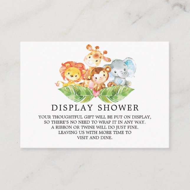 Carte D'accompagnement Safari Jungle Animaux Baby shower Cadeau (Devant)